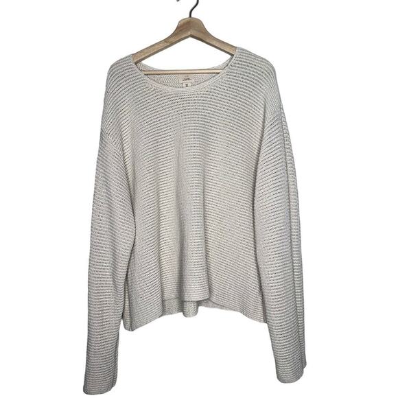 H&M Oversized Silk Blend Knit Crewneck Pullover Sweater Ivory/Cream Size Medium - Picture 1 of 7